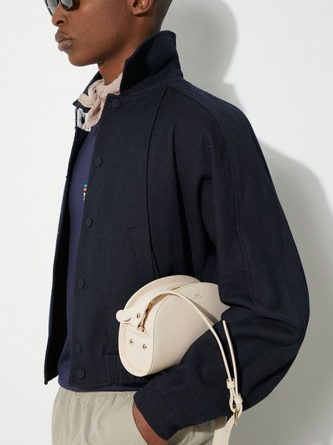 A.P.C. torebka skórzana sac demi-lune mini kolor beżowy PXAWV-F61392