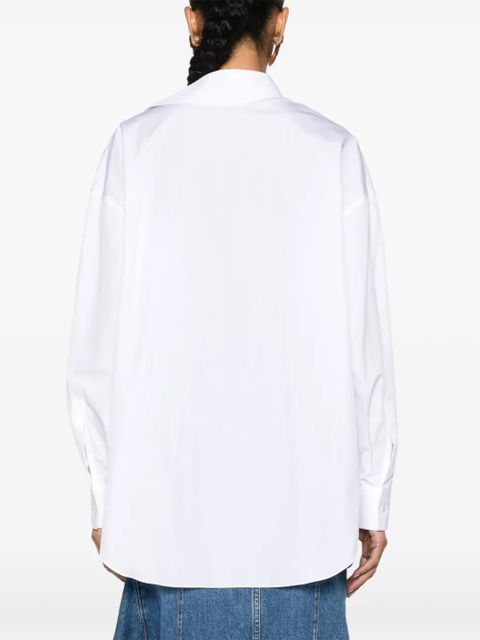 Alexander McQueen Orchid-appliqué poplin shirt - White