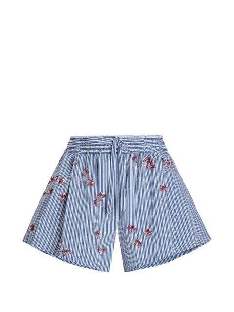 Dolce & Gabbana crystal flower-print cotton shorts - Blue - zdjęcie produktu nr 1
