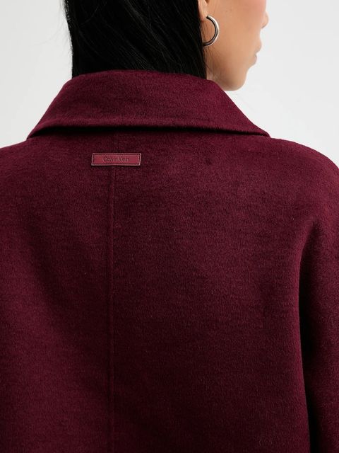 Calvin Klein płaszcz z dodatkiem wełny kolor bordowy LV040WL571