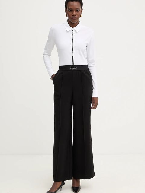 Karl Lagerfeld koszula bawełniana damska kolor biały regular z kołnierzykiem klasycznym B1W17078