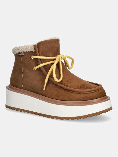 Love Moschino botki damskie kolor brązowy na platformie lekko ocieplone JA21116L0NJAW210