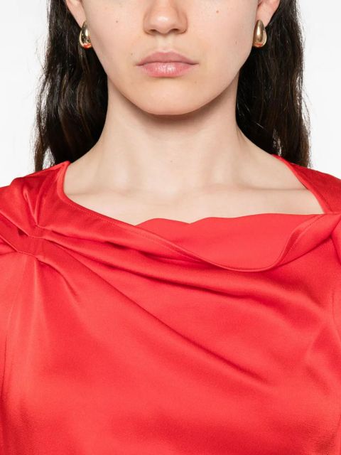 Victoria Beckham draped-shoulder midi dress - Red