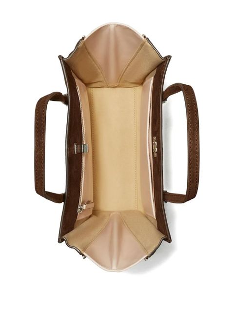 Tory Burch small Kira turnlock suede tote bag - Brown