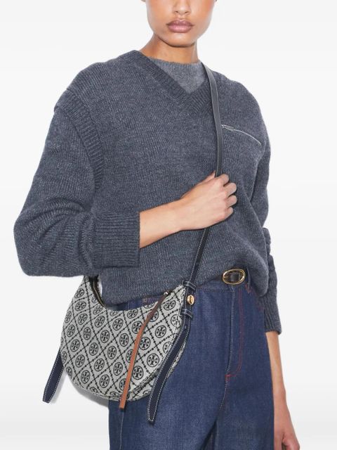Tory Burch Romy monogram half moon shoulder bag - Grey