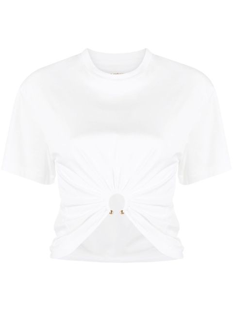 Rabanne gathered cotton T-shirt - White - zdjęcie produktu nr 1