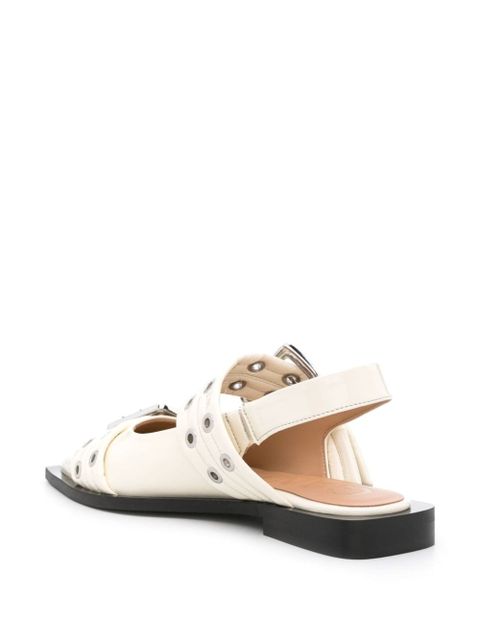 GANNI buckled pointed-toe ballerina shoes - Neutrals