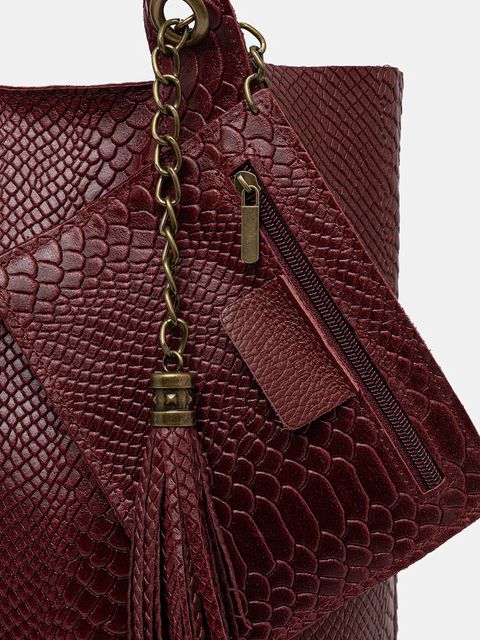 Answear Lab torebka skórzana kolor bordowy