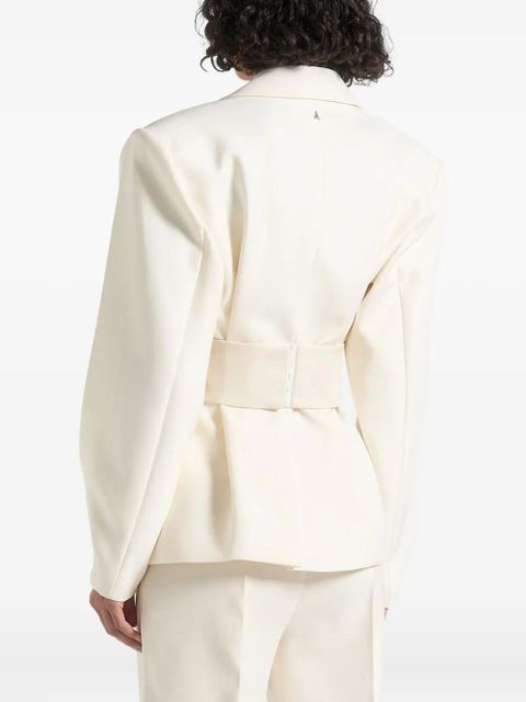 Manière De Voir Marie twist-sleeve belted tailored blazer - Neutrals