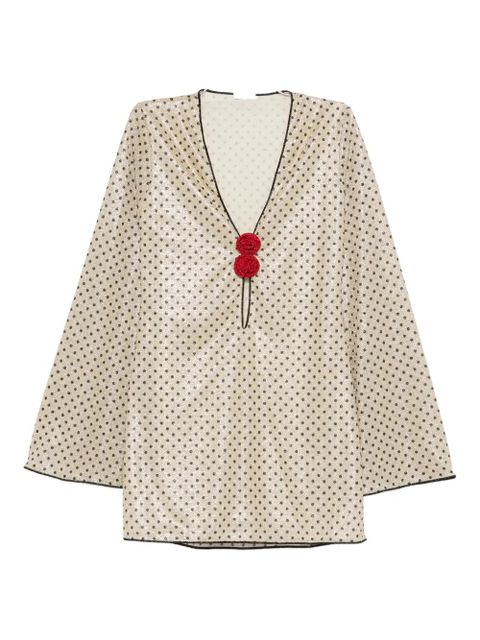 Oséree polka-dot rose-detail beachwear - Neutrals - zdjęcie produktu nr 1