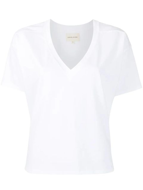 LouLou de Saison V-neck cotton T-Shirt - White - zdjęcie produktu nr 1