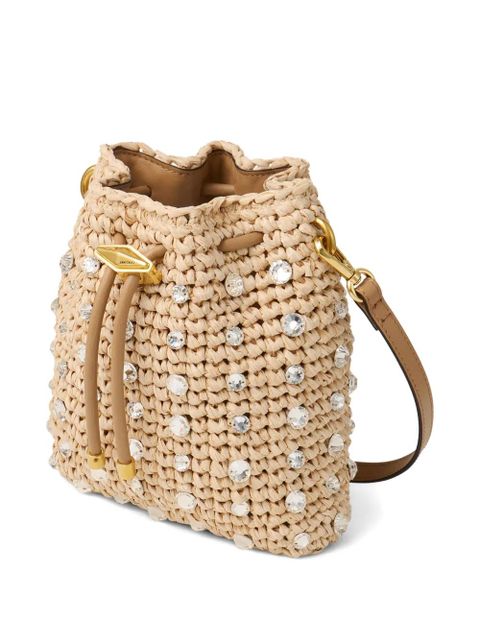 Jimmy Choo crystal-embellished bucket bag - Neutrals