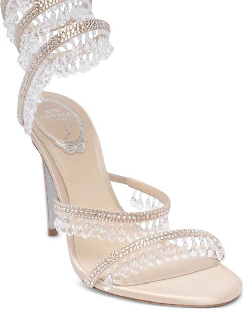 René Caovilla 105mm crystal-embellished sandals - Neutrals