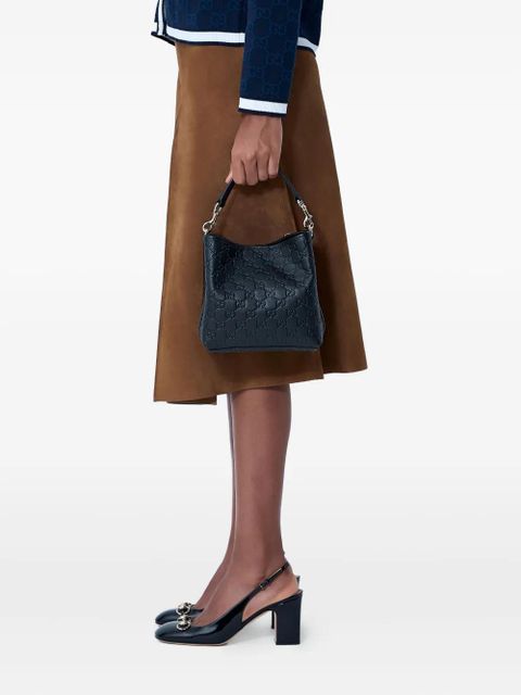 Gucci small GG Emblem leather tote bag - Black - zdjęcie produktu nr 1