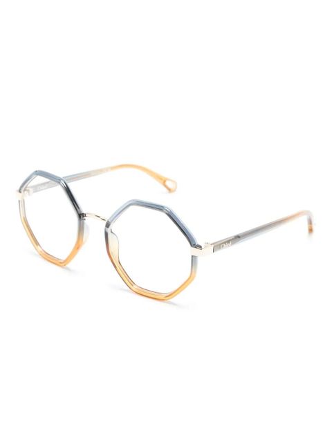 Chloé Eyewear gradient geometric-frame glasses - Blue - zdjęcie produktu nr 2