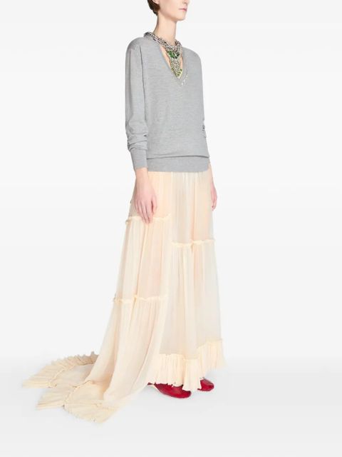 DRIES VAN NOTEN V-neck embellished sweater - Grey