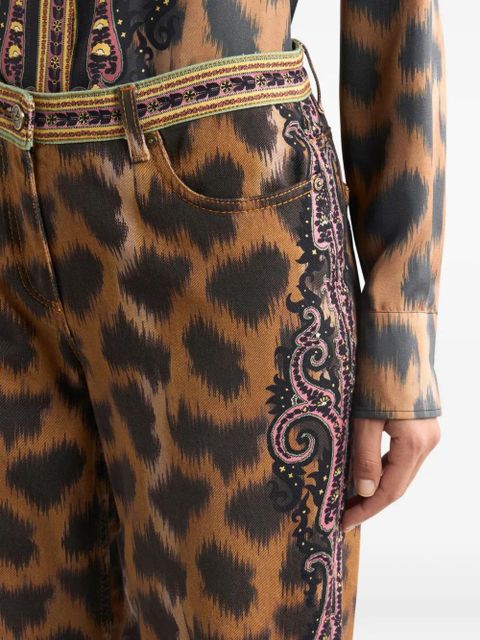ETRO animal-motif bootcut jeans - Brown