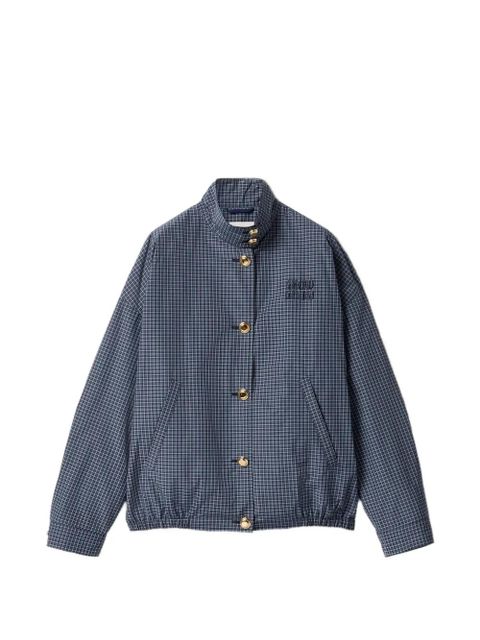 Miu Miu check-pattern oversized jacket - Blue - zdjęcie produktu nr 1