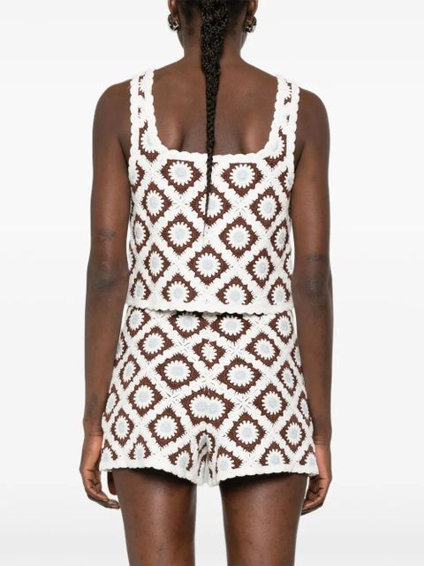 Maje floral-embroidered crochet top - White