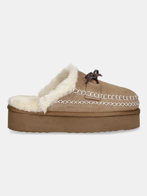 Answear.LAB kapcie zamszowe kolor brązowy