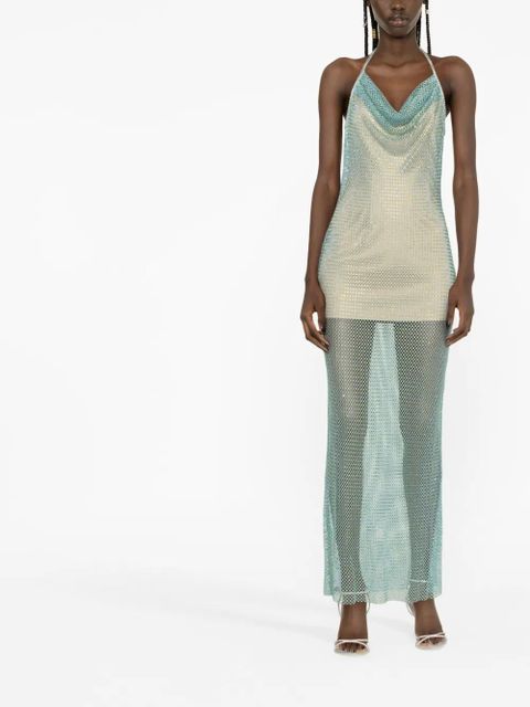 Self-Portrait rhinestone mesh dress - Green - zdjęcie produktu nr 2