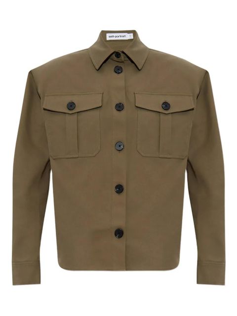 Self-Portrait padded-shoulder shirt - Green - zdjęcie produktu nr 1