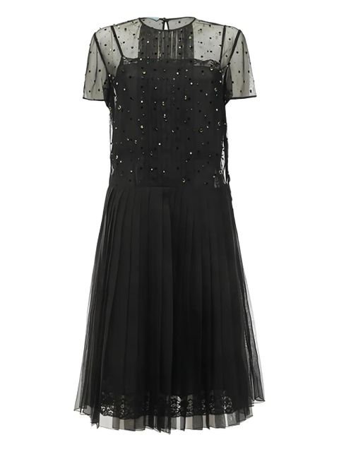 Prada crystal-embellished pleated dress - Black - zdjęcie produktu nr 1