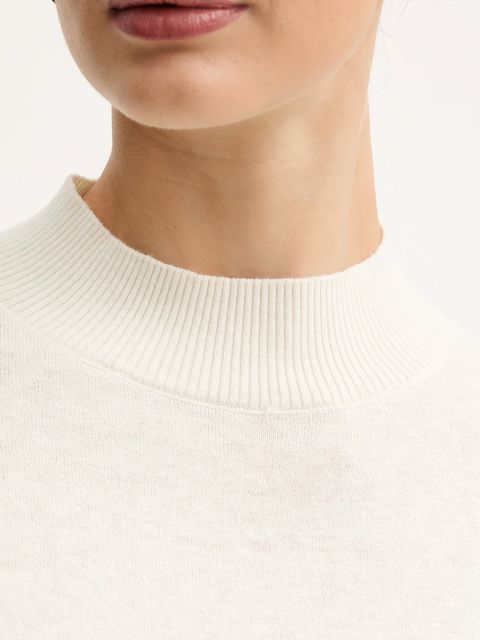 United Colors of Benetton sweter z dodatkiem wełny damski kolor beżowy lekki z półgolfem 1Y6SD2041