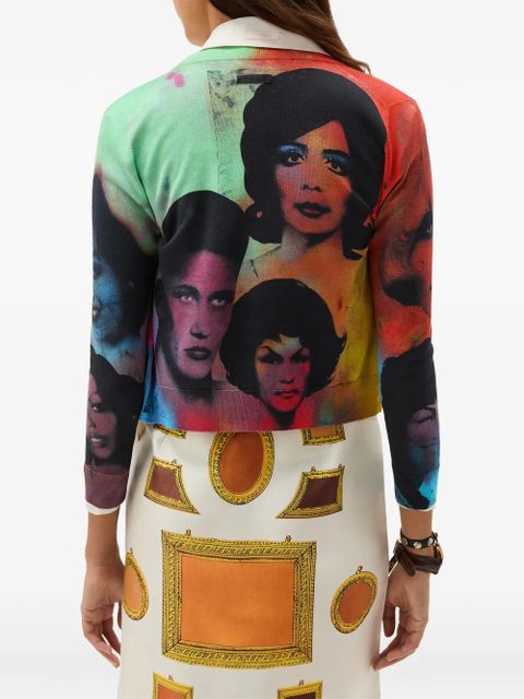 Versace portrait-print cardigan - Black