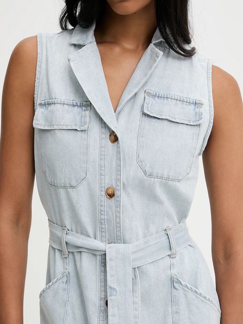 Answear.LAB sukienka jeansowa kolor niebieski maxi prosta