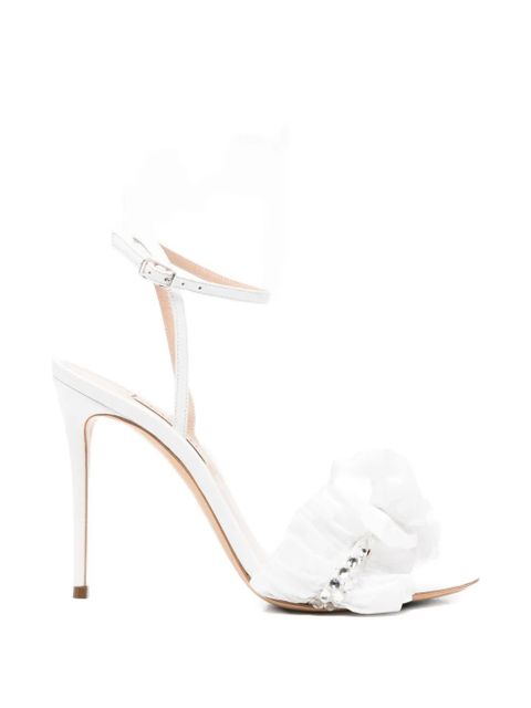 Casadei ruffled embellished sandals - White - zdjęcie produktu nr 1