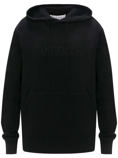 JW Anderson logo-embroidered cotton hoodie - Black - zdjęcie produktu nr 1