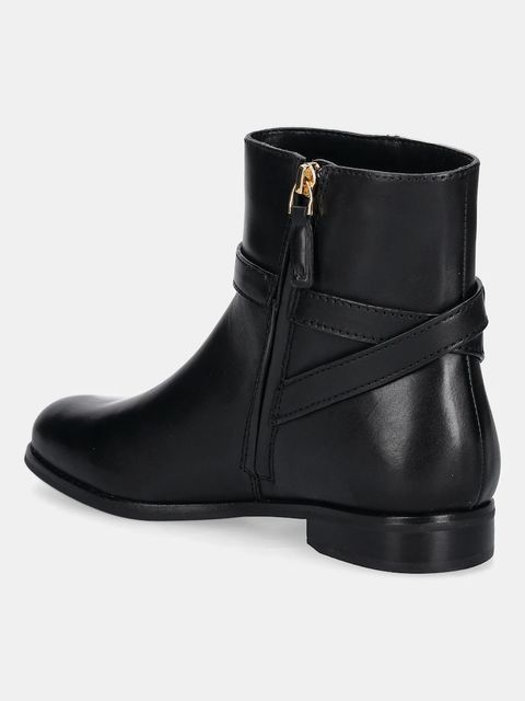 Lauren Ralph Lauren botki skórzane Brooke Bt 2 damskie kolor czarny na płaskim obcasie 802967768001