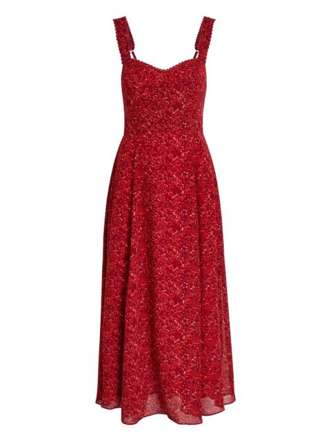 Reformation floral sleeveless midi dress - Red - zdjęcie produktu nr 1