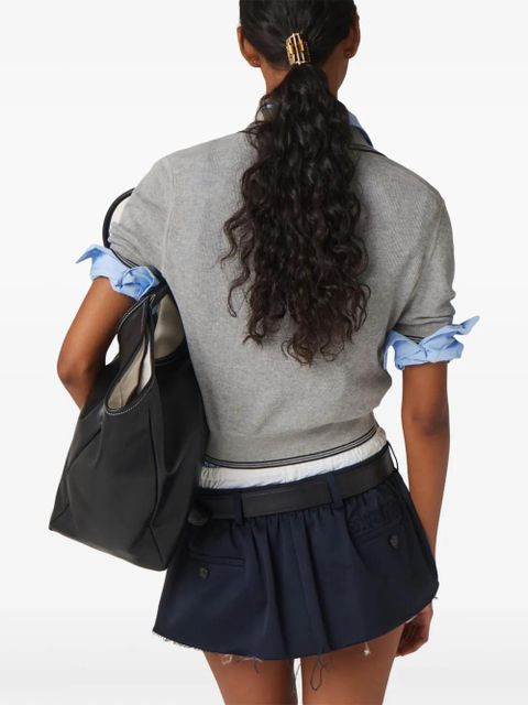 Miu Miu stripe-detail polo top - Grey