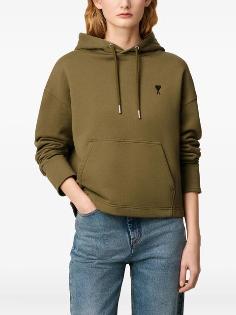 AMI Paris Ami De Coeur contrasted cotton hoodie - Green