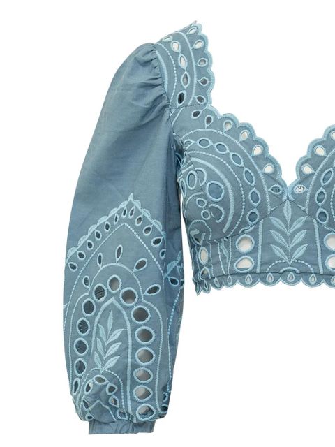 Charo Ruiz Ibiza Luna broderie-anglaise top - Blue