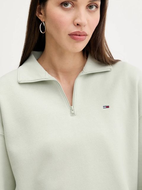 Tommy Jeans bluza damska kolor zielony gładka DW0DW20946