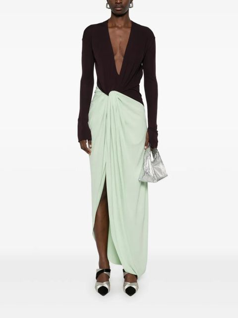 Victoria Beckham knot-detail jersey gown - Green