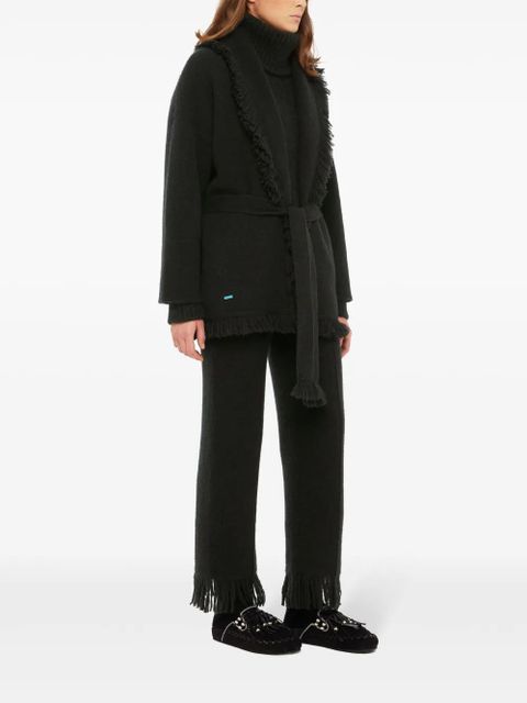Alanui fringed-edge cashmere-blend cardigan - Black