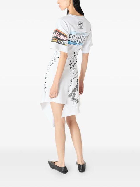 Marine Serre asymmetrical Regenerated jersey dress - White