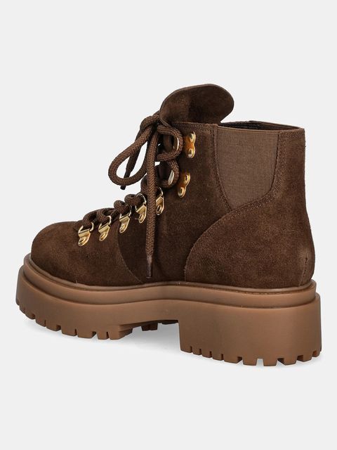 Answear.LAB botki zamszowe kolor brązowy na platformie