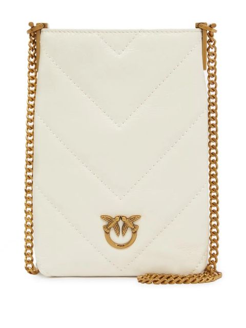 PINKO quilted Love Birds-embellished phone bag - White - zdjęcie produktu nr 1