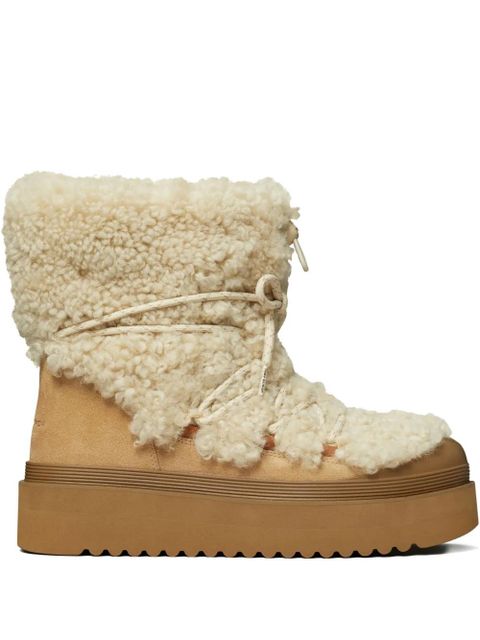 Tory Burch shearling lace-up boots - Neutrals - zdjęcie produktu nr 1