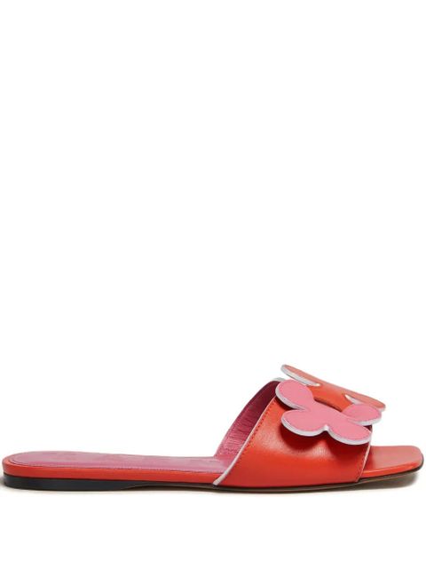 Marni floral-applique slide sandals - Orange - zdjęcie produktu nr 1