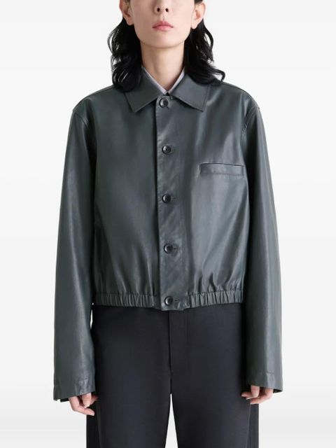 LEMAIRE buttoned-up elasticated leather jacket - Grey - zdjęcie produktu nr 2