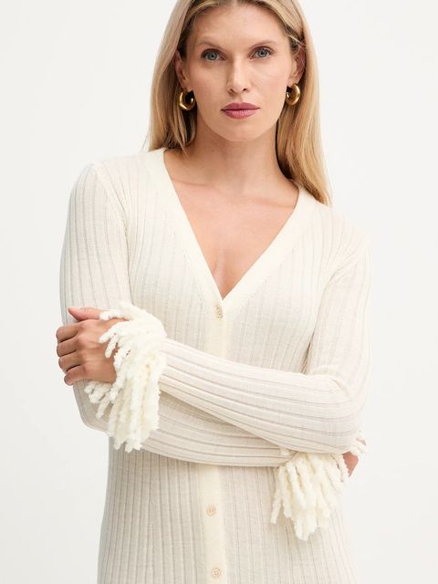 Simona Corsellini sukienka wełniana kolor beżowy maxi dopasowana A25CPABO0201