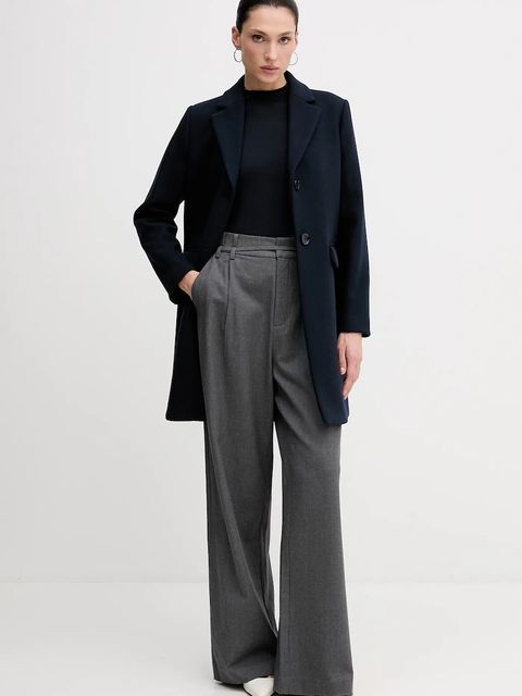 Sisley sweter z dodatkiem wełny damski kolor granatowy z półgolfem 11BAM105P - zdjęcie produktu nr 2