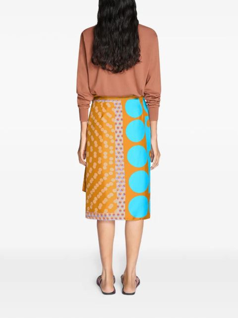DRIES VAN NOTEN wrap polka dot midi skirt - Blue