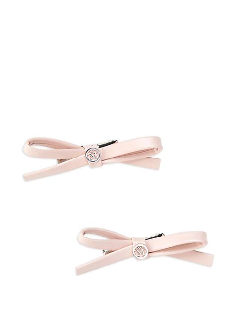 Maison Michel bow leather hair clips - Pink - zdjęcie produktu nr 1